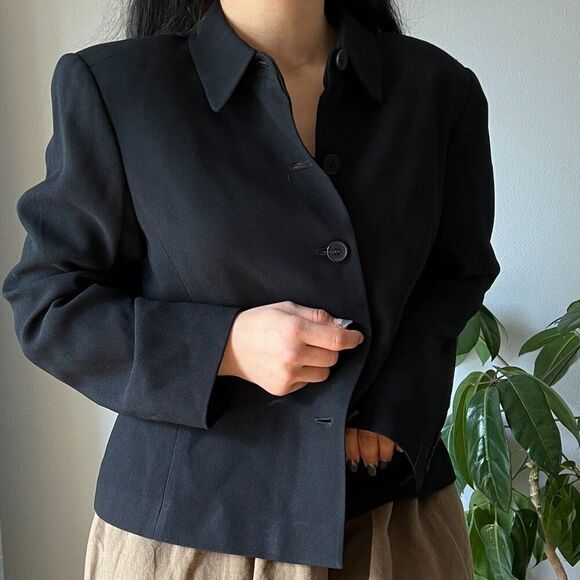 Linda Allard Ellen Tracy Blazer Sz‎ 12 Black Evening Suit Jacket work formal - Picture 6 of 7
